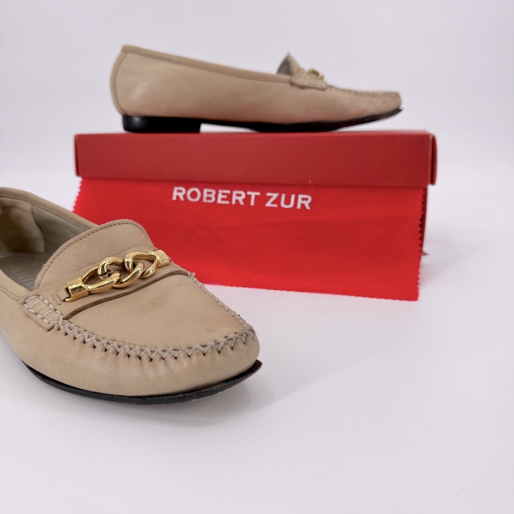 ROBERT ZUR HELENA Chain Detail All Leather Loafers
